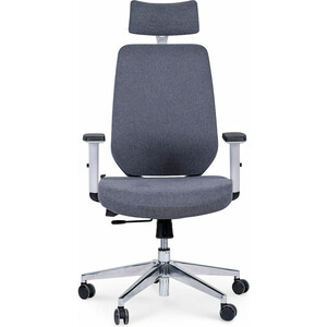 Офисное кресло NORDEN Имидж gray 2 YS-0817H(FYR+FYR)W белый пластик / серая ткань