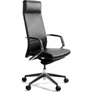фото Офисное кресло norden сиена a1811 black leather черная кожа / алюминий крестовина