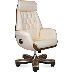 Офисное кресло NORDEN Трон YS1505A-ivory слоновая кость кожа офисное кресло norden трон ys1505a brown коричневая кожа