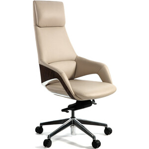 Офисное кресло NORDEN Шопен FK 0005-A beige leather бежевая кожа / алюминий крестовина офисное кресло norden трон ys1505a brown коричневая кожа
