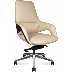 Офисное кресло NORDEN Шопен LB FK 0005-B beige leather бежевая кожа / алюминий крестовина офисное кресло norden трон ys1505a brown коричневая кожа