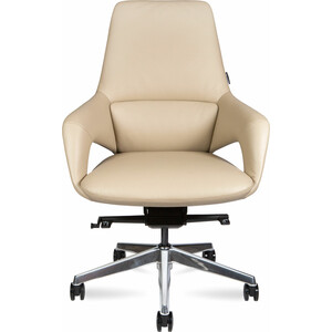 фото Офисное кресло norden шопен lb fk 0005-b beige leather бежевая кожа / алюминий крестовина