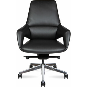 фото Офисное кресло norden шопен lb fk 0005-b black leather черная кожа / алюминий крестовина