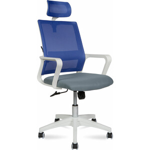 Офисное кресло NORDEN Бит 815AW-AF01-T58 белый пластик / синяя сетка / темно серая ткань кресло royalita мягкое подставка обивка ткань markilux темно синяя 570000395