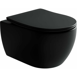 Унитаз подвесной безободковый Ceramicanova Play Rimless с сиденьем-микролифт, черный матовый (CN3001MB) унитаз компакт безободковый weltwasser angerbach 001 mt bl матовый 10000006016