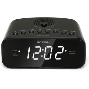 Радиобудильник Hyundai H-RCL221 черный LCD подсв:белая часы:цифровые FM радиобудильник hyundai h rcl246 черный lcd подсв красная часы цифровые fm