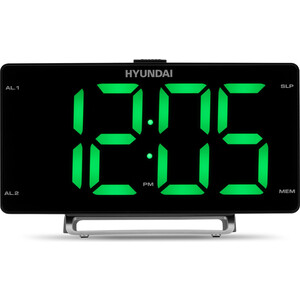 Радиобудильник Hyundai H-RCL246 черный LCD подсв:зеленая часы:цифровые FM радиобудильник hyundai h rcl246 черный lcd подсв красная часы цифровые fm