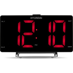 Радиобудильник Hyundai H-RCL246 черный LCD подсв:красная часы:цифровые FM часы с радио uniel