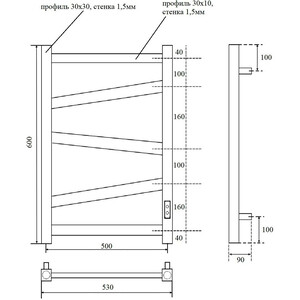 Полотенцесушитель электрический Point Феникс П5 500x600 хром (PN15856)