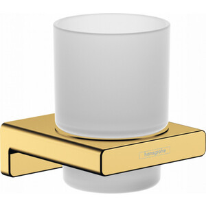 фото Стакан для ванной hansgrohe addstoris полированное золото/матовое стекло (41749990)