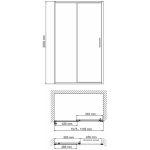Душевая дверь Wasserkraft Main 41S 110х200 прозрачная, хром (41S13)
