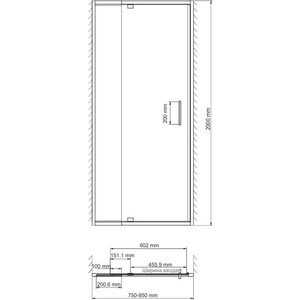 Душевая дверь Wasserkraft Berkel 48P 80х200 прозрачная, хром (48P27)