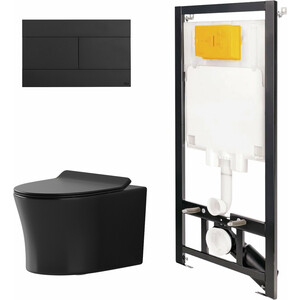 Комплект унитаза Point Вега с инсталляцией OLI, черной клавишей Slim, сиденье микролифт (886914SLO3+PN41711BM) складное сиденье для крепления на стену