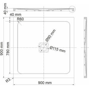 фото Душевой поддон wasserkraft dinkel 58t 90х90 белый (58t03)