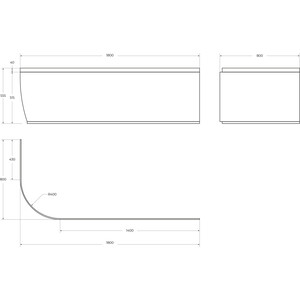 фото Фронтальная панель cezares metauro corner 180х80 правая (metauro corner-180-scr-r-w37)