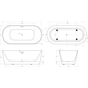 Акриловая ванна BelBagno 170х80 слив-перелив, белая (BB415-1700-800)