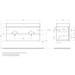 Мебель для ванной Cezares Molveno 46 120х46 с двойной раковиной, Legno Grigio