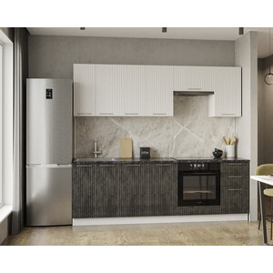 Кухня Mebel Ars Абрис акация белая, бетон темный ламинат акация белая 33 класс толщина 8 мм 2 153 м²