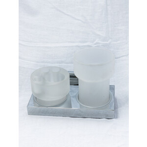 Стакан для ванной Tiger Items двойной, полированная сталь/стекло матовое (2828.2.03.00) стакан двойной timo selene 14034 03
