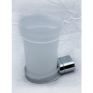 держатель туалетной бумаги metaform silver с крышкой хром 110986100 Стакан для ванной Metaform Mida хром/стекло матовое (101+31100)