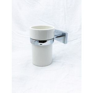 держатель туалетной бумаги metaform silver с крышкой хром 110986100 Стакан для ванной Metaform Thelma белый/хром (110402100)