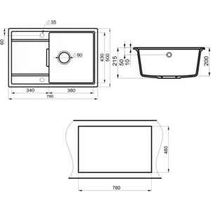 Кухонная мойка и смеситель Point Лаура 78 с дозатором, графит (PN3005GR, PN3102GR, PN3201GR)