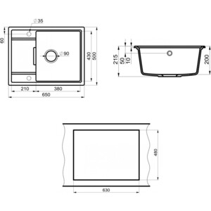 Кухонная мойка и смеситель Point Стил 65 с дозатором, графит (PN3009GR, PN3101GR, PN3201GR)
