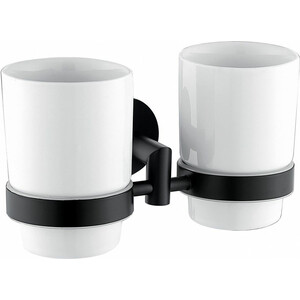 Стакан для ванной Allen Brau Priority двойной, белый/черный матовый (6.31003-31) стакан для ванной allen brau priority двойной белый никель брашированный 6 31003 bn