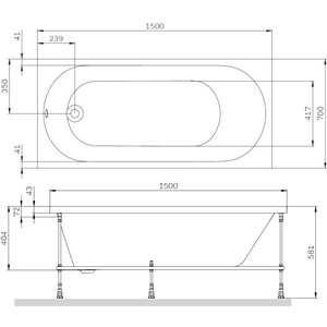 Акриловая ванна Am.Pm X-Joy 150х70 с каркасом и фронтальной панелью