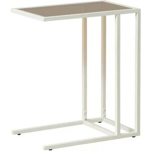 ОЛМЕКО Стол приставной ''Скандик'' (стекло / металл белый) стол журнальный приставной мебелик неро 2 белый ясень п0005630