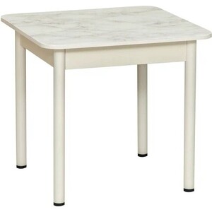 ОЛМЕКО Стол обеденный ''Аппетит'' 55.01 (квадратный) (мрамор белый / металл белый) стол обеденный мебелик кросс белый