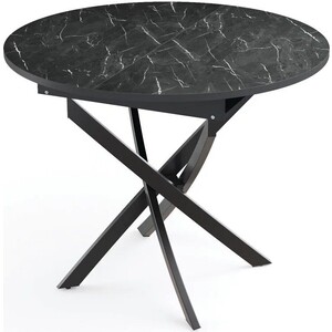 ОЛМЕКО Стол обеденный ''Адажио'' 55.04 (мрамор черный / металл черный) стол обеденный раздвижной катрин стиль бетон пайн белый опора редуцированая черная kt19718