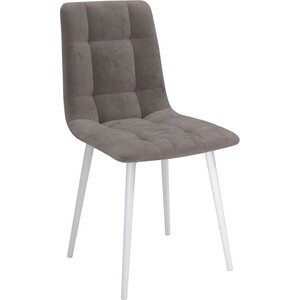 ОЛМЕКО Стул ''Белла'' /(велюр тенерифе стоун / металл белый) кресло для отдыха амарант велюр тенерифе стоун