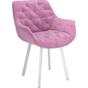 ОЛМЕКО Стул ''Квинта'' /(велюр тенерифе розовый / металл белый) стул дебют мебель монти маренго velutto 10 пепельно розовый