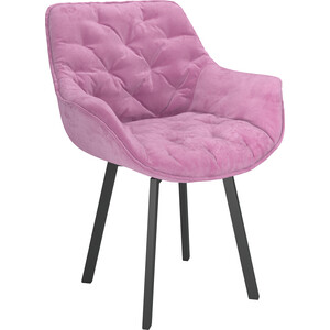 ОЛМЕКО Стул ''Квинта'' /(велюр тенерифе розовый / металл черный) олмеко стул фло ту велюр тенерифе розовый металл белый
