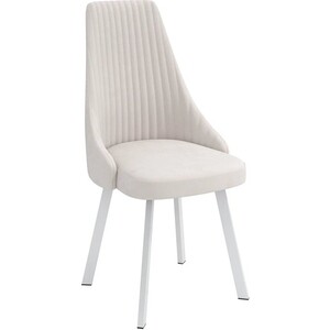 ОЛМЕКО Стул ''Лион'' /(велюр тенерифе крем / металл белый) плетеный стул из роупа лион светло серый