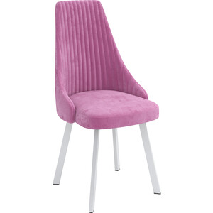 ОЛМЕКО Стул ''Лион'' /(велюр тенерифе розовый / металл белый) олмеко стул лион велюр тенерифе розовый металл белый