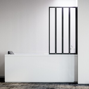 фото Шторка для ванны veconi palau 120x150 прозрачная, черная (pl74br-120-01-19c4)