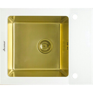 Кухонная мойка Seaman Eco Glass SMG-610W-Gold.B Gold White door mirror gold 40x100 cm glass and aluminium