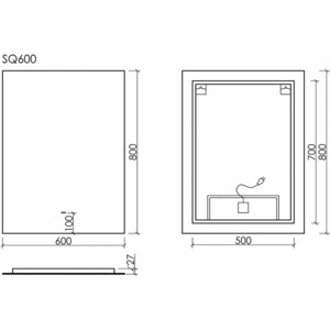 фото Зеркало sancos square 60х80 подсветка, сенсор (sq600)