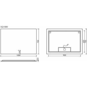 фото Зеркало sancos square 100х70 подсветка, сенсор (sq1000)