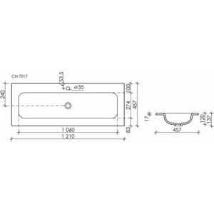 фото Раковина мебельная ceramicanova element 121х46 белая (cn7017)