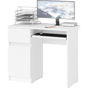 Стол компьютерный СВК Мори МС-1 левый, цвет белый (1025951) шкаф навесной лира 500х300х360 с подъёмной дверкой белый квадро шимо светлый