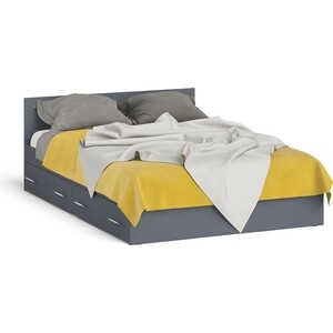 Кровать с ящиками СВК Мори 140, цвет графит (1026906) кровать юниор с 2мя ящиками 2052х1010х850 белая аляска графит