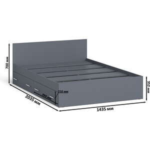 Кровать с ящиками СВК Мори 140, цвет графит (1026906)
