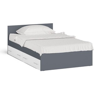 Кровать с ящиками СВК Мори 120, цвет графит/белый (1026910) бельмарко детская двухярусная кровать svogen графит белый
