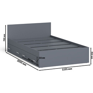 Кровать с ящиками СВК Мори 120, цвет графит (1026905)