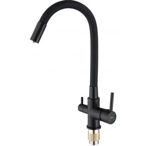 смеситель для кухни d lin d159315 1 с выходом для питьевой воды Смеситель для кухни D-Lin с подключением фильтра, черный (D159315-4A)