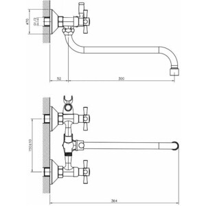 Смеситель для ванны D-Lin универсальный, хром (D143807)