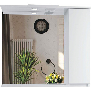 Зеркало-шкаф Sanstar Квадро 80х70 с подсветкой, белый (128.1-2.4.1.) зеркало шкаф emmy стоун 80х70 правый серый бетон stn80mir r